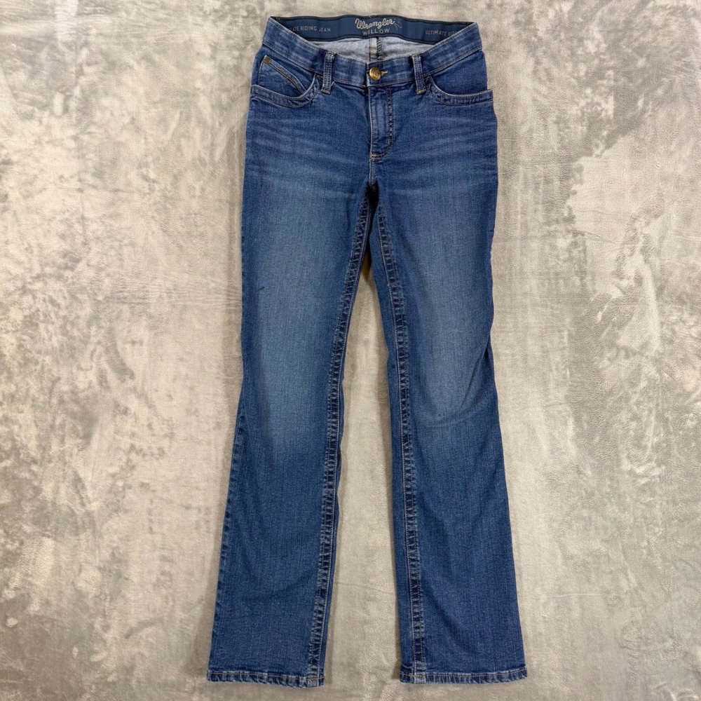 Wrangler Willow Ultimate Riding Jeans Womens Size 5 x 34 Blue Med Wash Denim